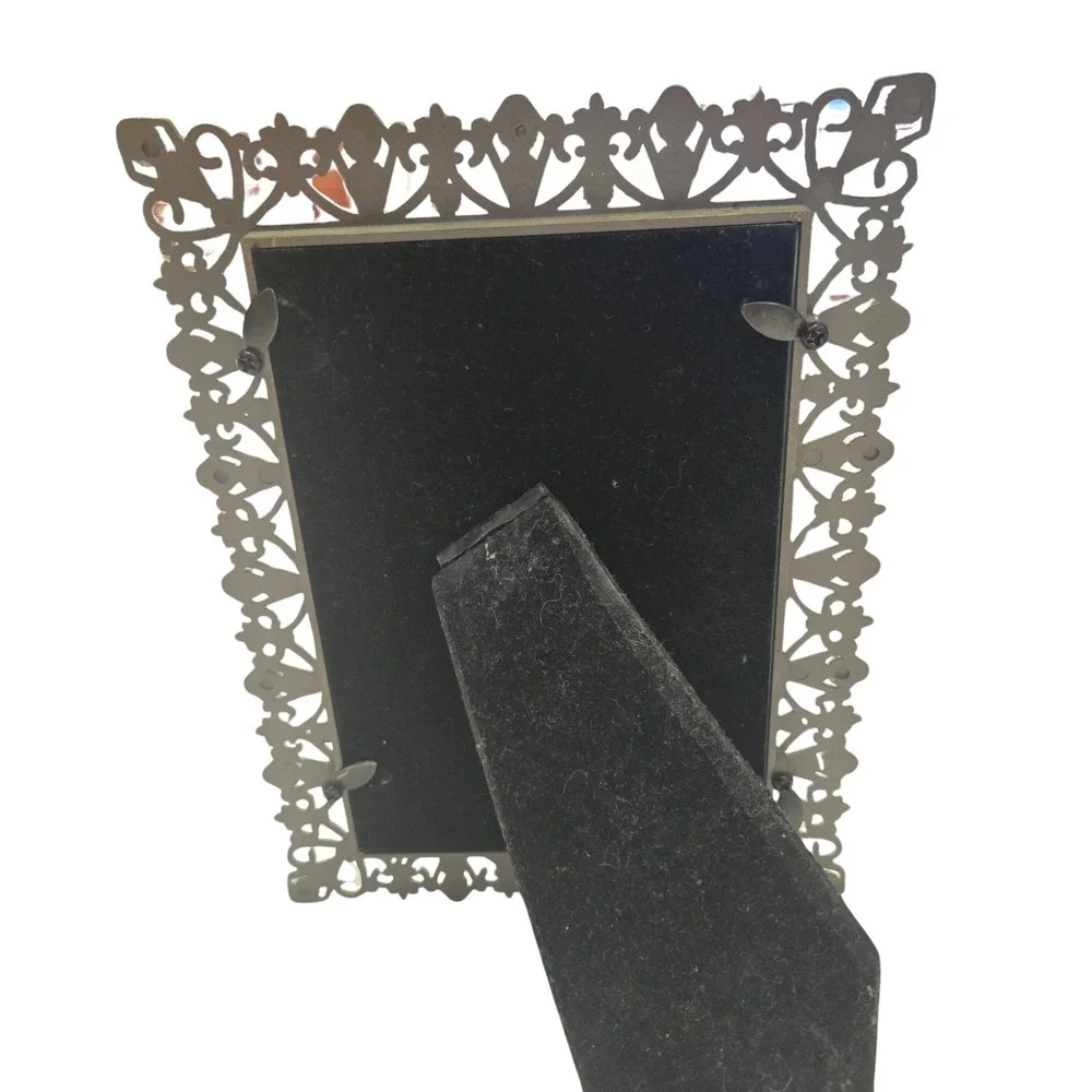 Jeweled/Rhinestone Gold Look Metal Picture Frame Holds 4X6 Photo Elsa L Inc